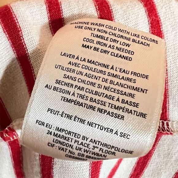 Anthropologie Maeve One-Shoulder Red Stripe Mini Dress Size L Summer Casual - Picture 6 of 6